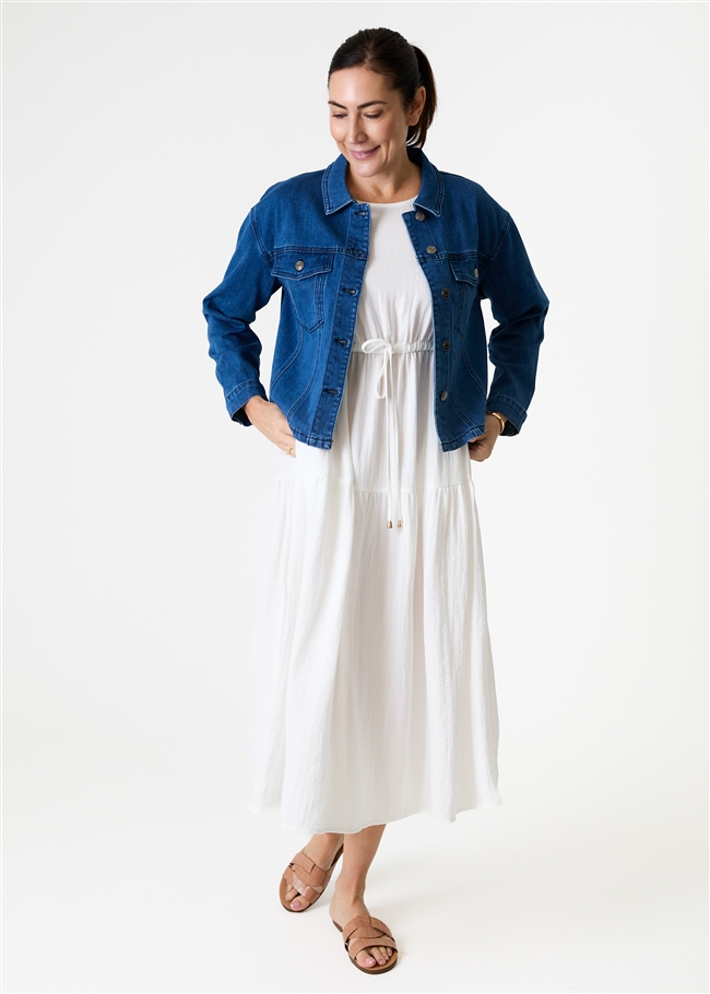 Denim Boxy Collar Jacket