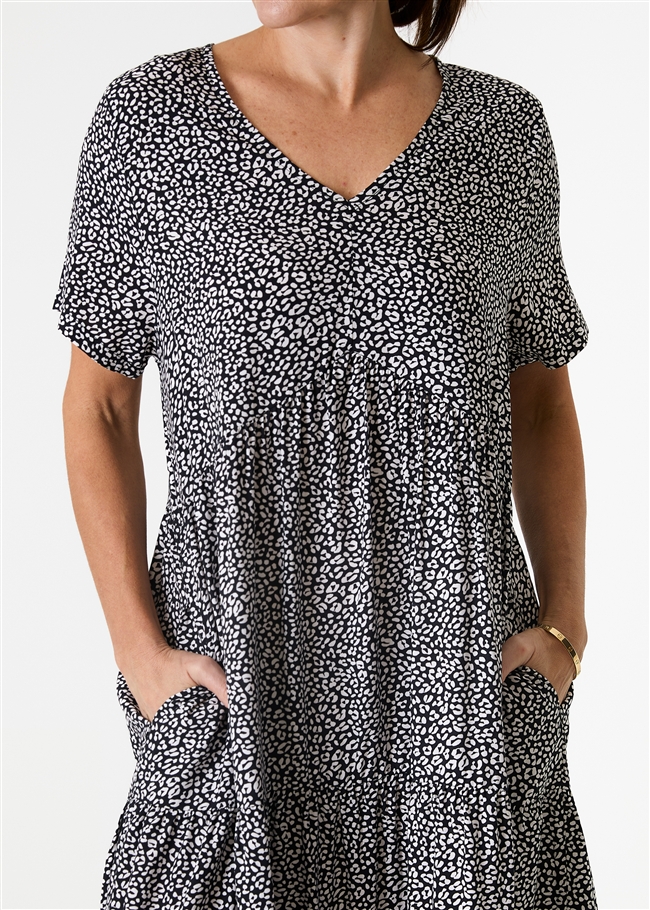 Mini Leopard Print Tiered Dress