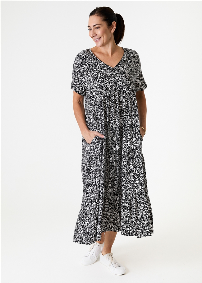 Mini Leopard Print Tiered Dress