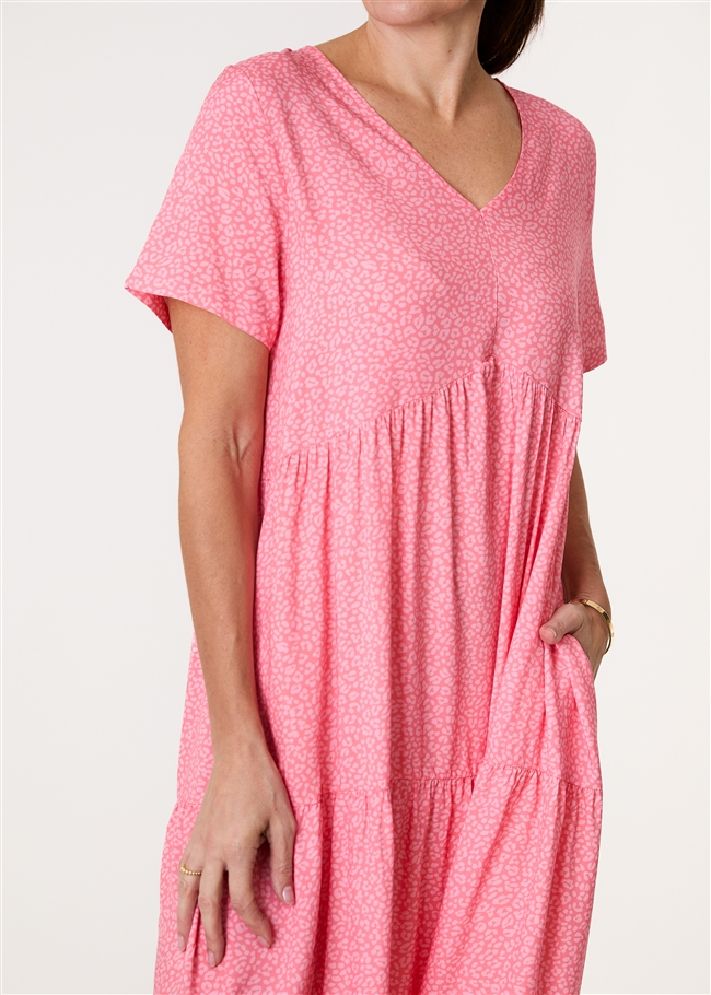 Mini Leopard Print Tiered Dress