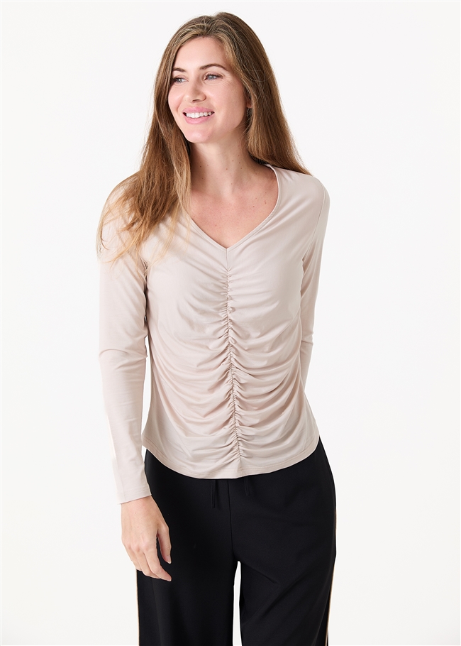 Soft Jersey Ruched Front Long Sleeve Top