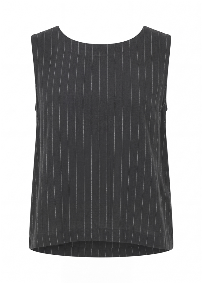 Linen Pinstripe Button Back Vest