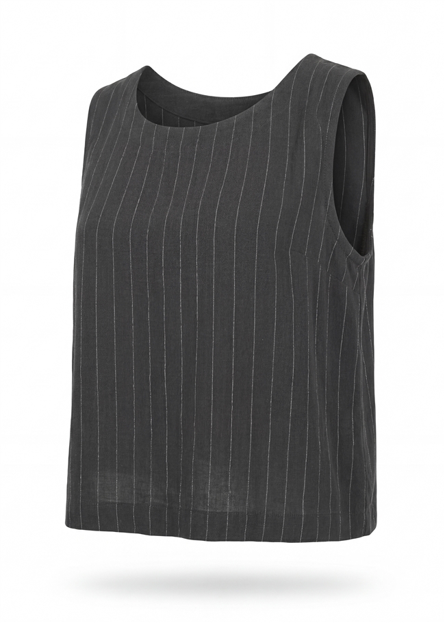 Linen Pinstripe Button Back Vest