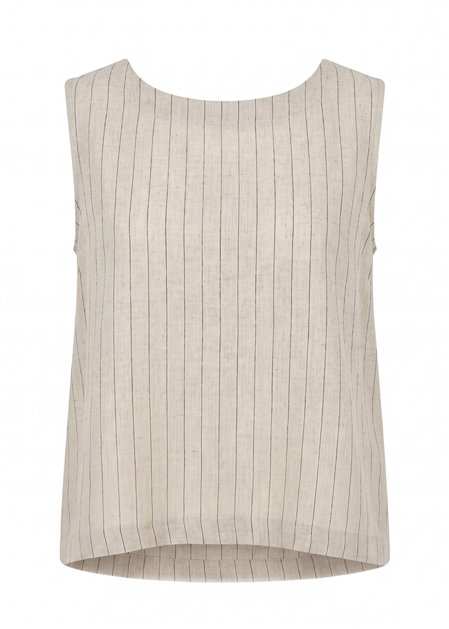 Linen Pinstripe Button Back Vest