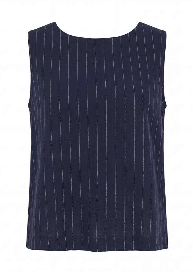 Linen Pinstripe Button Back Vest