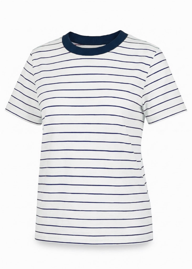 Thin Stripe Semi Fitted Short Sleeve T-Shirt