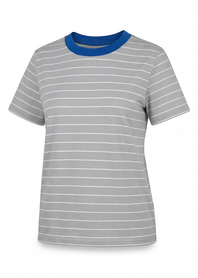 Thin Stripe Semi Fitted Short Sleeve T-Shirt