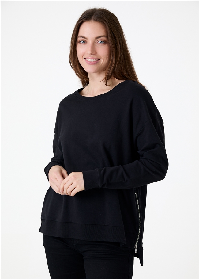 Loopback Zip Detail Sweatshirt
