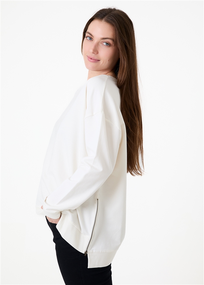 Loopback Zip Detail Sweatshirt