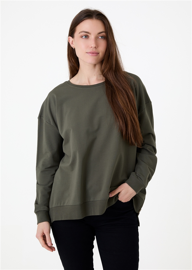 Loopback Zip Detail Sweatshirt