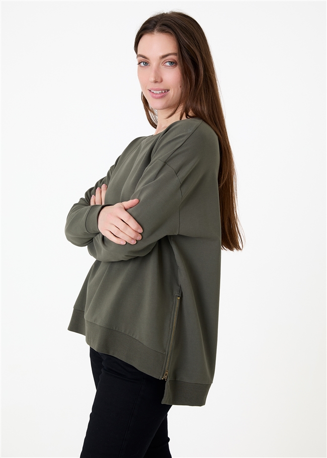 Loopback Zip Detail Sweatshirt