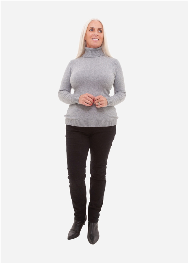 Cashmere Like Fitted Polo Neck Jumper