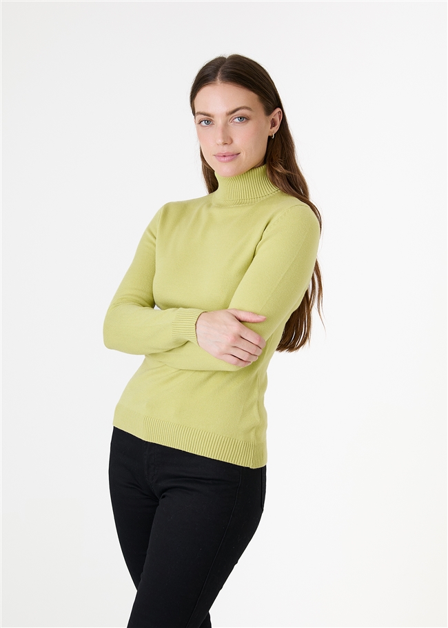 Cashmere Like Fitted Polo Neck Jumper