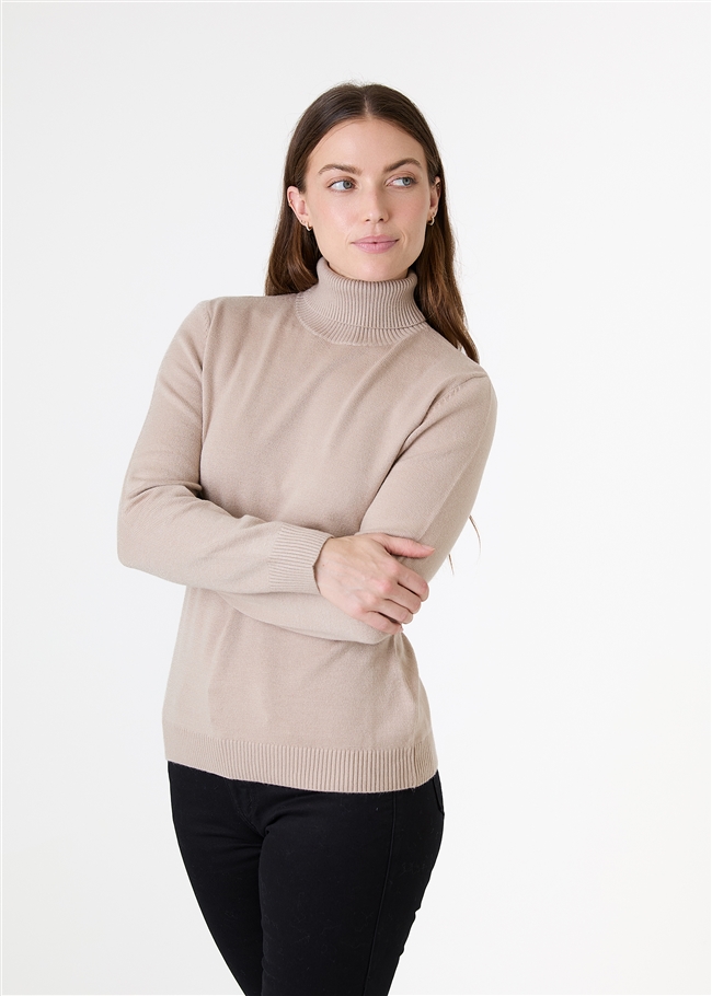 Cashmere Like Fitted Polo Neck Jumper