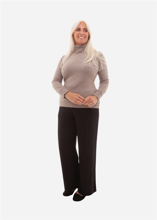 Cashmere Like Fitted Polo Neck Jumper