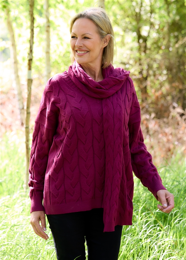 Cashmere Like Cable Knit Scarf