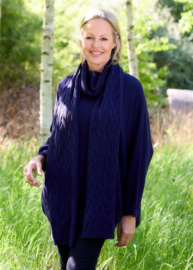 Cashmere Like Cable Knit Scarf