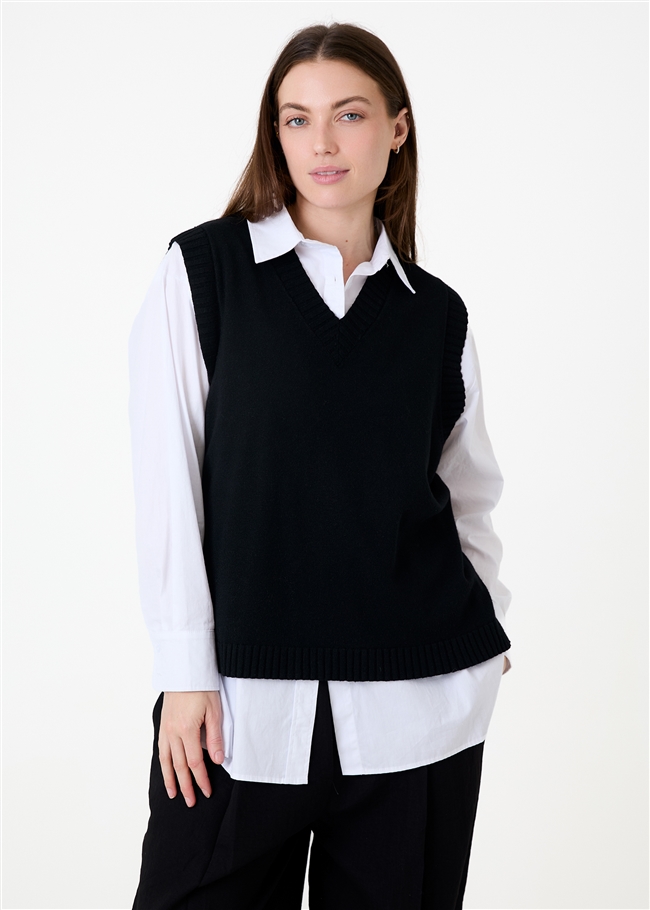 Cashmere Like V Neck Tank Top